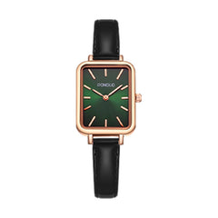 La belleza de la simplicidad: Reloj pequeño verde con puntero cuadrado de estilo coreano para mujer