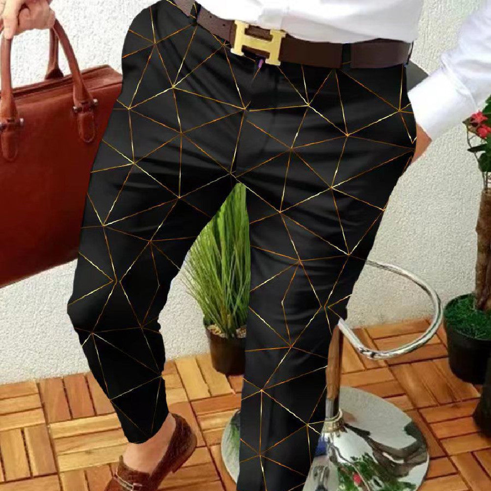 Pantalón elegante con diferentes estampados, pantalón recto de tiro medio