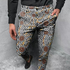 Pantalón elegante con diferentes estampados, pantalón recto de tiro medio