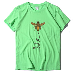 Camiseta holgada con estampado de abeja y letras para mujer