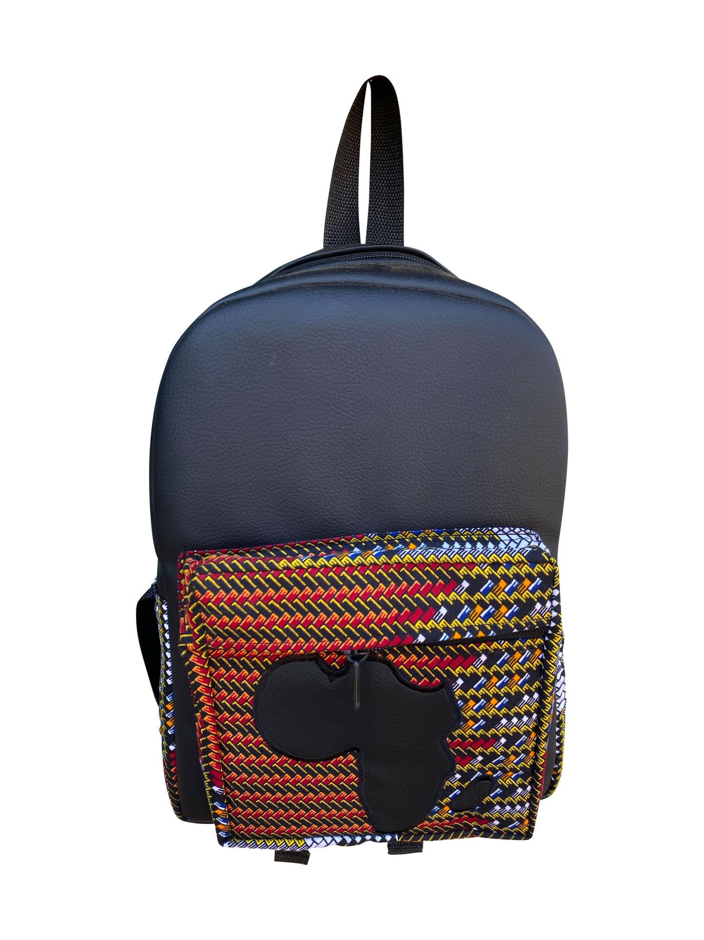 Urban Roots Backpack / Handgefertigter Lederrucksack mit Afrika-Applikation aus Ghana