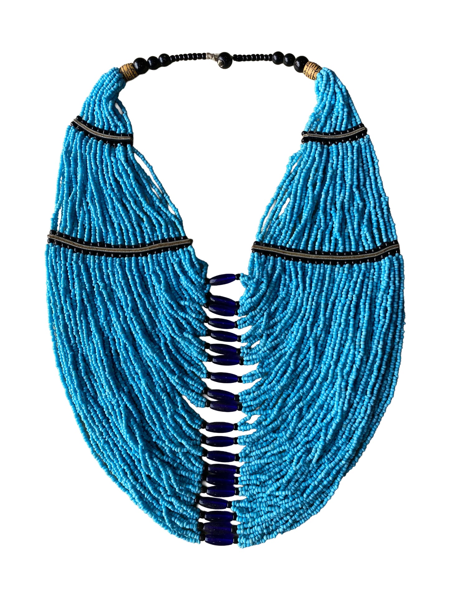 Kraftvolles Perlen Collier mit türkis fließender Struktur