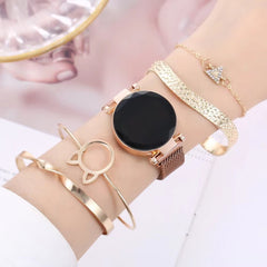 Estilo coqueto y moderno: Adorno de reloj electrónico de dos piezas para mujer, informal, lindo, a juego en todo, a la moda