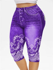 Leggings vaqueros, pantalones capri de cintura alta jeggings