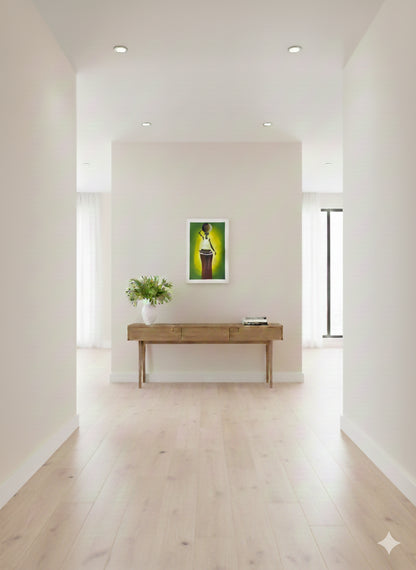 Copy of Quiet Balance/ Frau mit Gefäß Handgemalte Acrylkunst aus Ghana (50 × 69 cm)