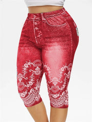 Leggings vaqueros, pantalones capri de cintura alta jeggings