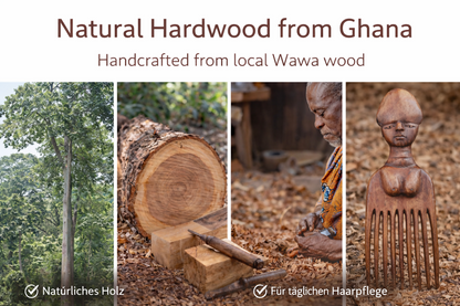 "Earth Roots Comb" Handgeschnitzter Holzkamm aus Ghana