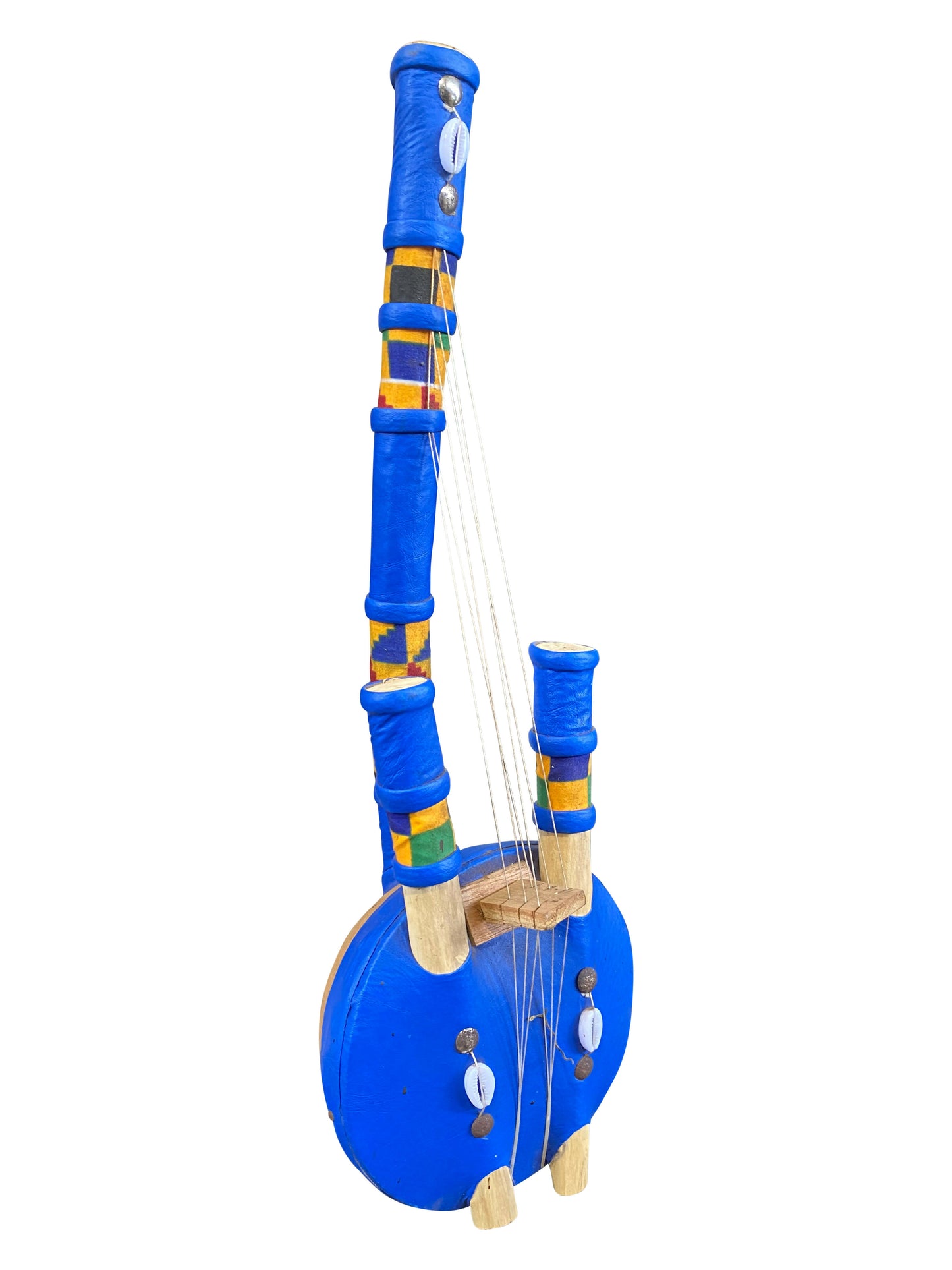 "Blue Resonance" Handgefertigtes westafrikanisches Saiteninstrument aus Ghana