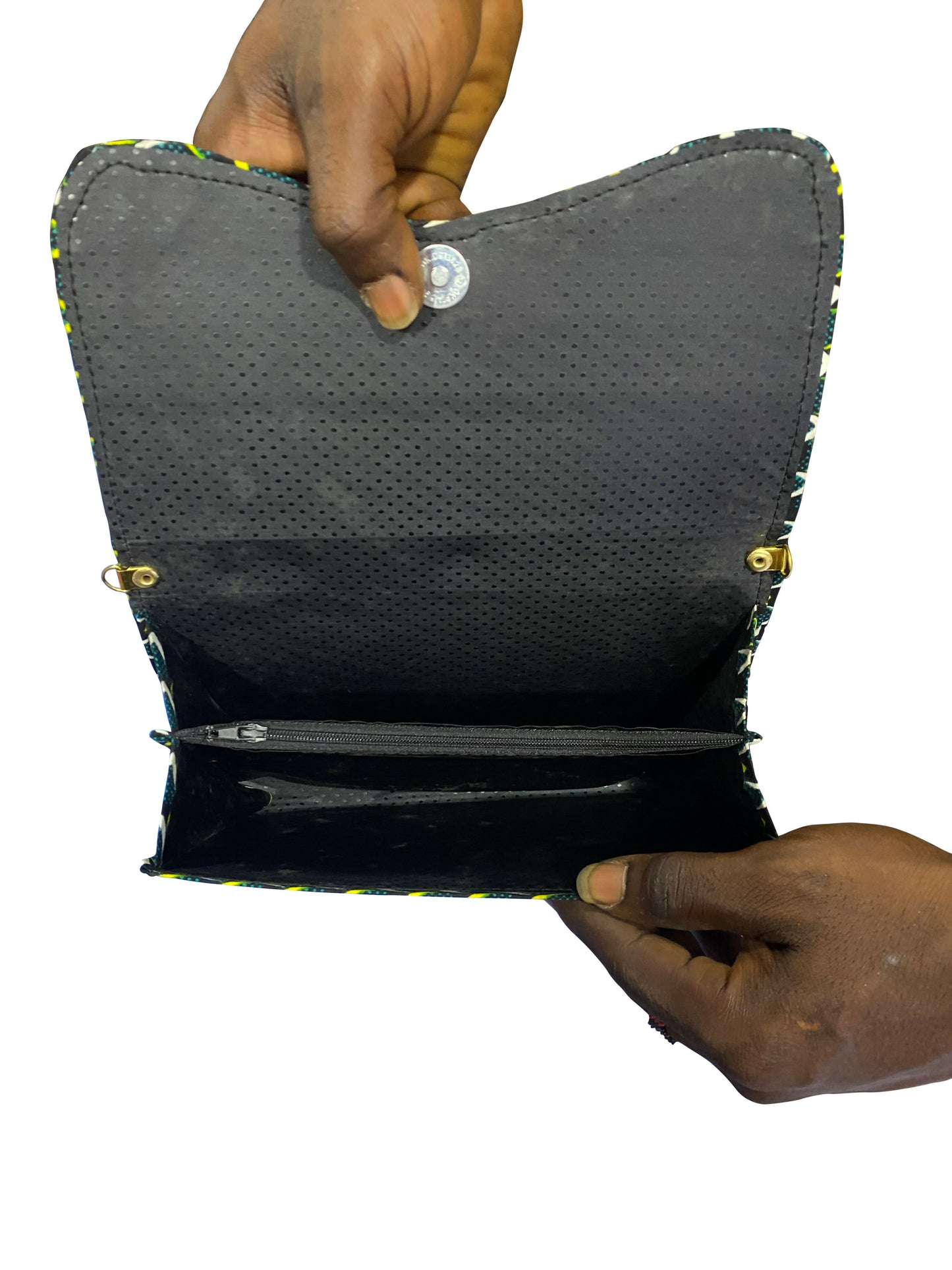 Handgefertigte Geldbörse aus Ghana Afrikanischer Kente-Stoff mit Fischmuster (23×13×3cm)