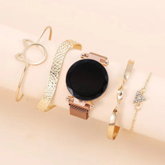 Estilo coqueto y moderno: Adorno de reloj electrónico de dos piezas para mujer, informal, lindo, a juego en todo, a la moda