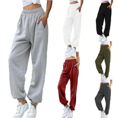 Pantalones de chándal casual de cintura alta para mujer con banda en el tobillo, en diferente colores