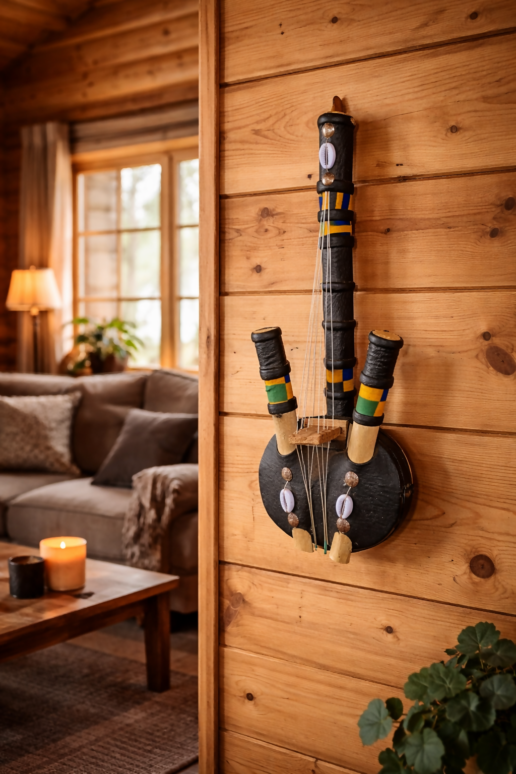 "Midnight Strings" Handgefertigtes westafrikanisches Saiteninstrument aus Ghana