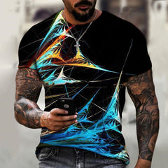 Camiseta de manga corta con estampado 3D para hombre