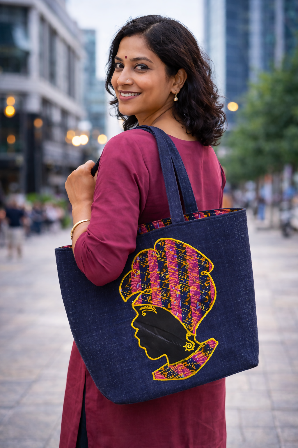 Kente Tote Bag Handgemachte Tasche aus Ghana aus Kente & Cotton 35×33×14cm