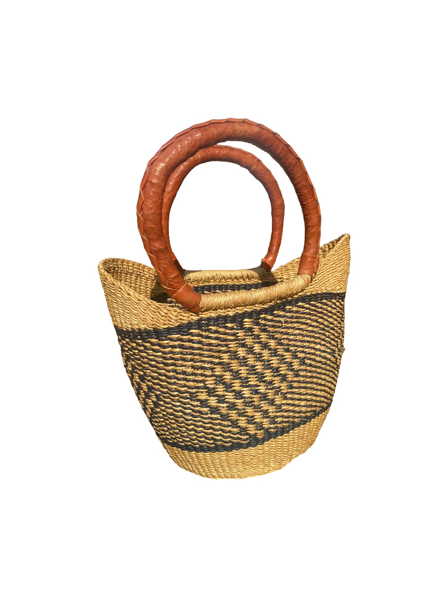 Heritage Wave – Geflochtener Korb mit Ledergriffen (33×30×15 cm)