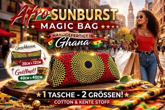 "AFRO SUNBURST MAGIC BAG" Verwandlungs Mini Tasche aus Cotton und Kente