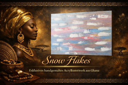 "Snow Flakes" Exklusives handgemaltes Acrylkunstwerk aus Ghana (80 × 60 cm)