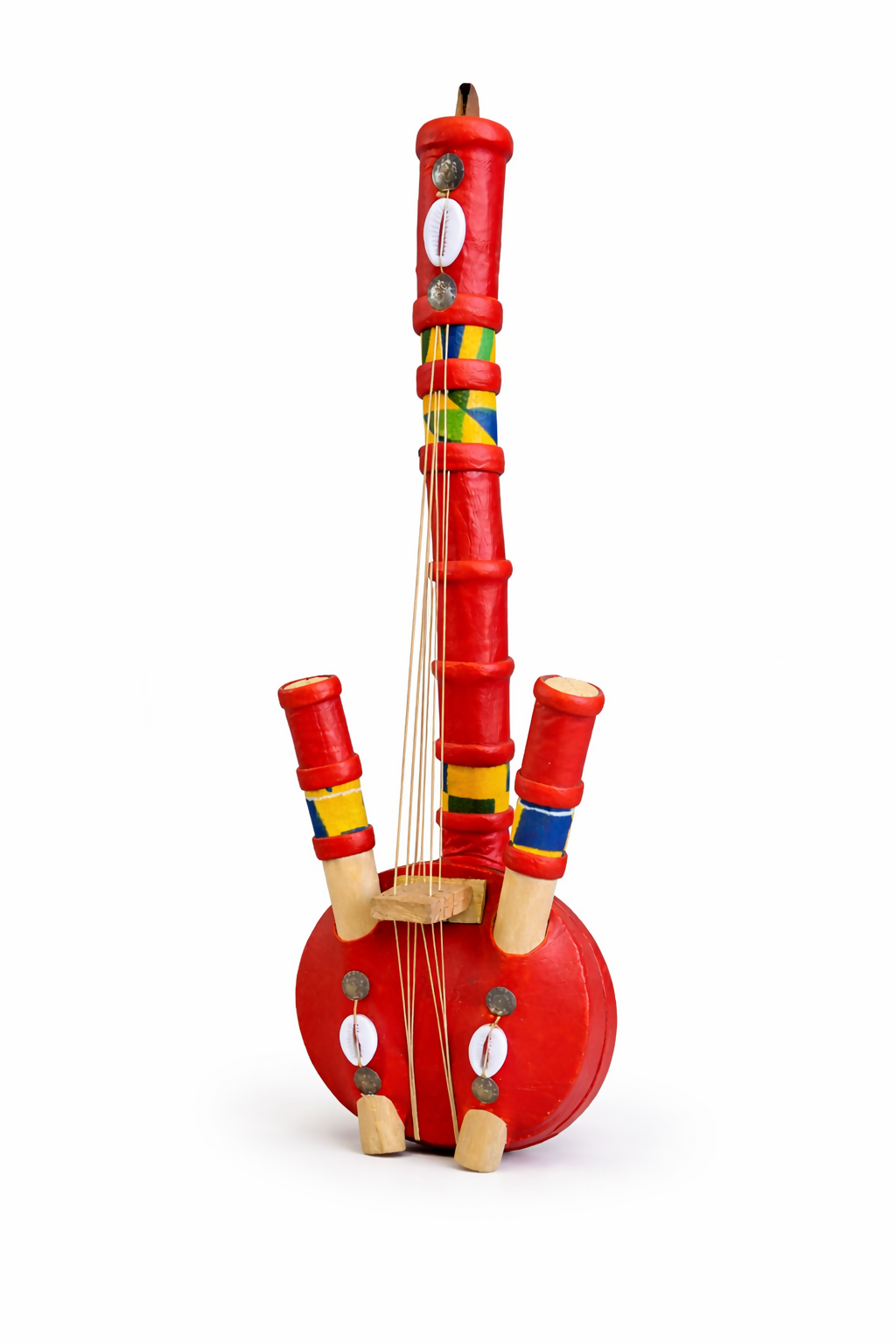 „Scarlet Spirit“ Handgefertigtes westafrikanisches Saiteninstrument aus Ghana