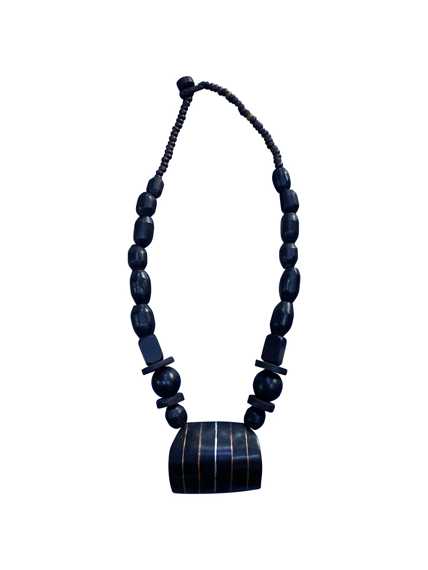 Handmade necklace made of coconut shell &amp; ebony – 30 cm length