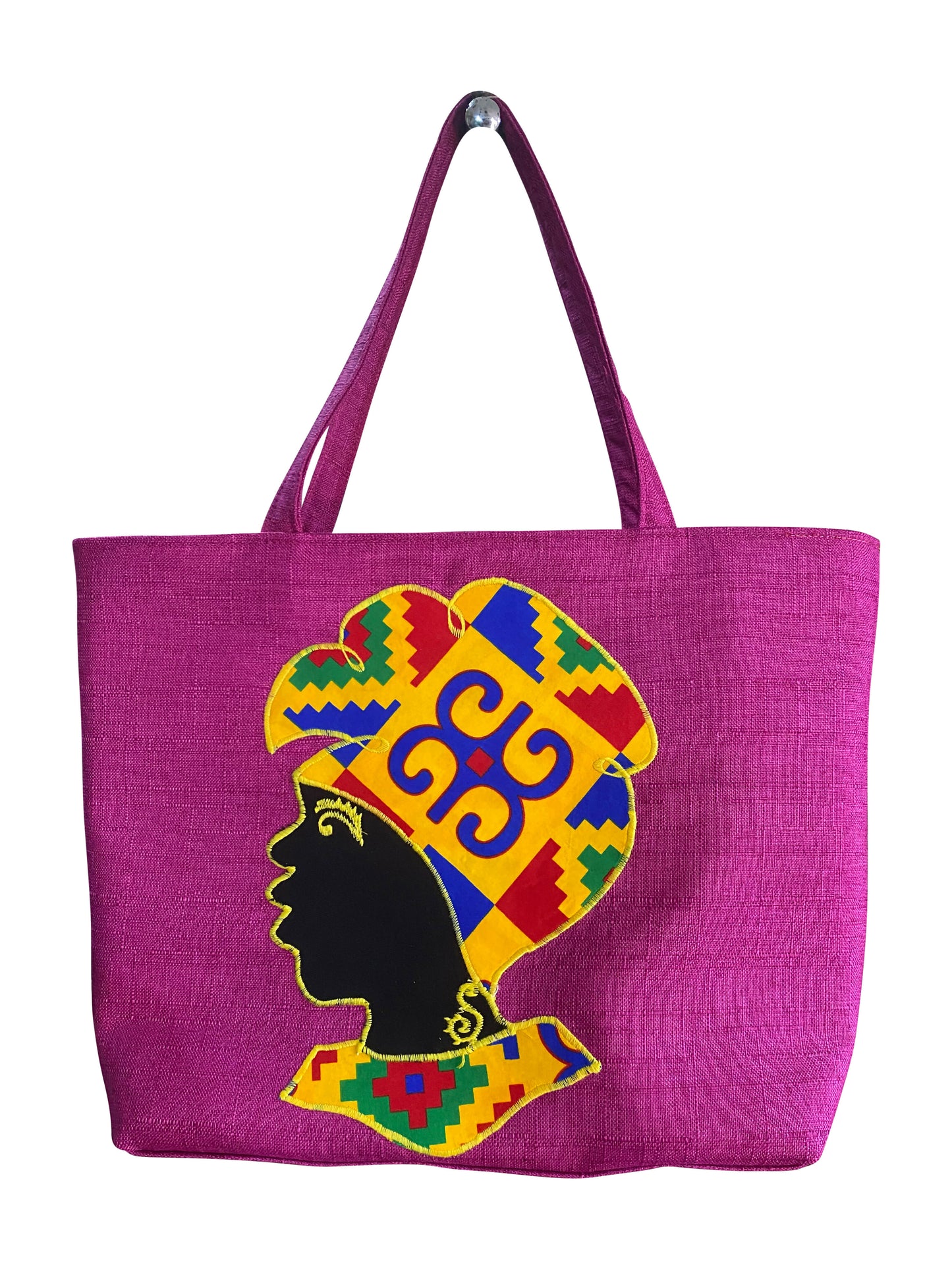 African Kente Cotton Tote Handgefertigte Statement-Tasche aus Baumwolle und Kente-Stoff