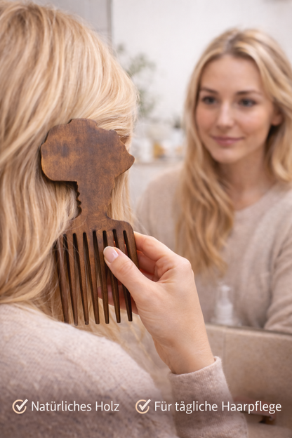 "Africa Shape Comb" Handgeschnitzter Holzkamm aus Ghana