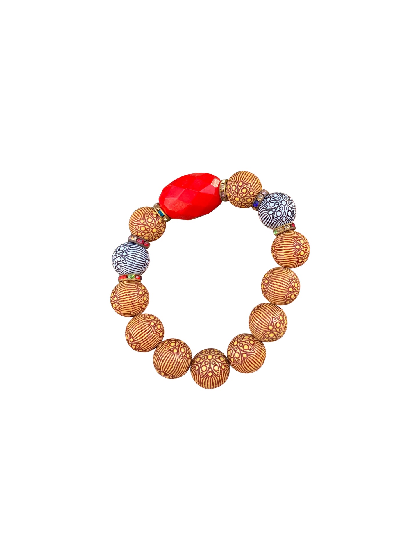 "Vibrant Krobo Focal Bracelet" Schickes, handgefertigtes Afrika-Armband mit Perlen und Statement-Fokusperle