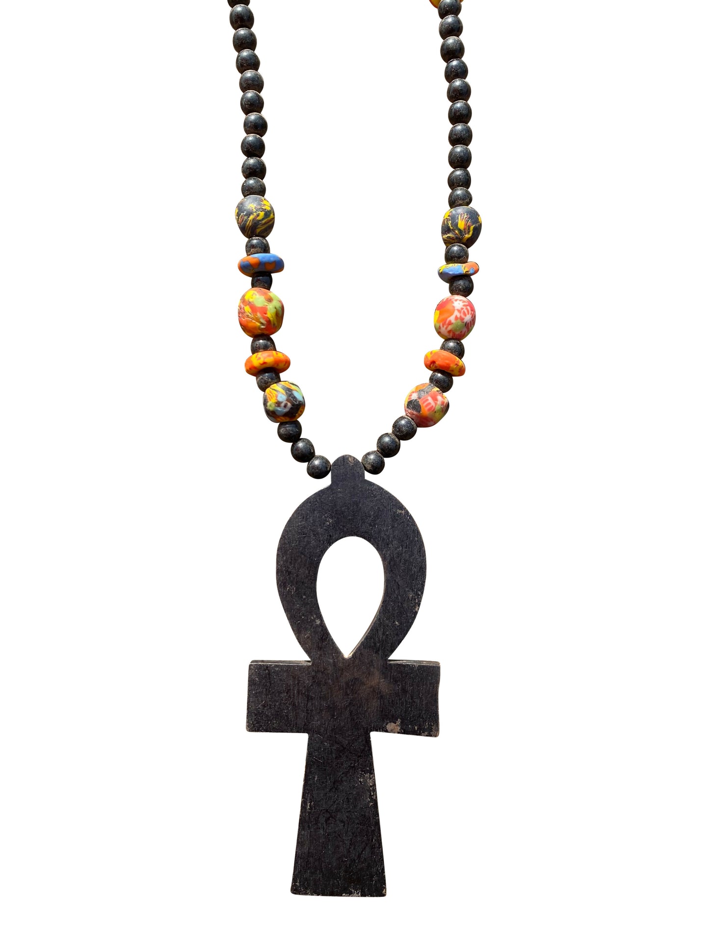 "Ankh Pendant" Handgefertigte Holzperlenkette aus Ghana