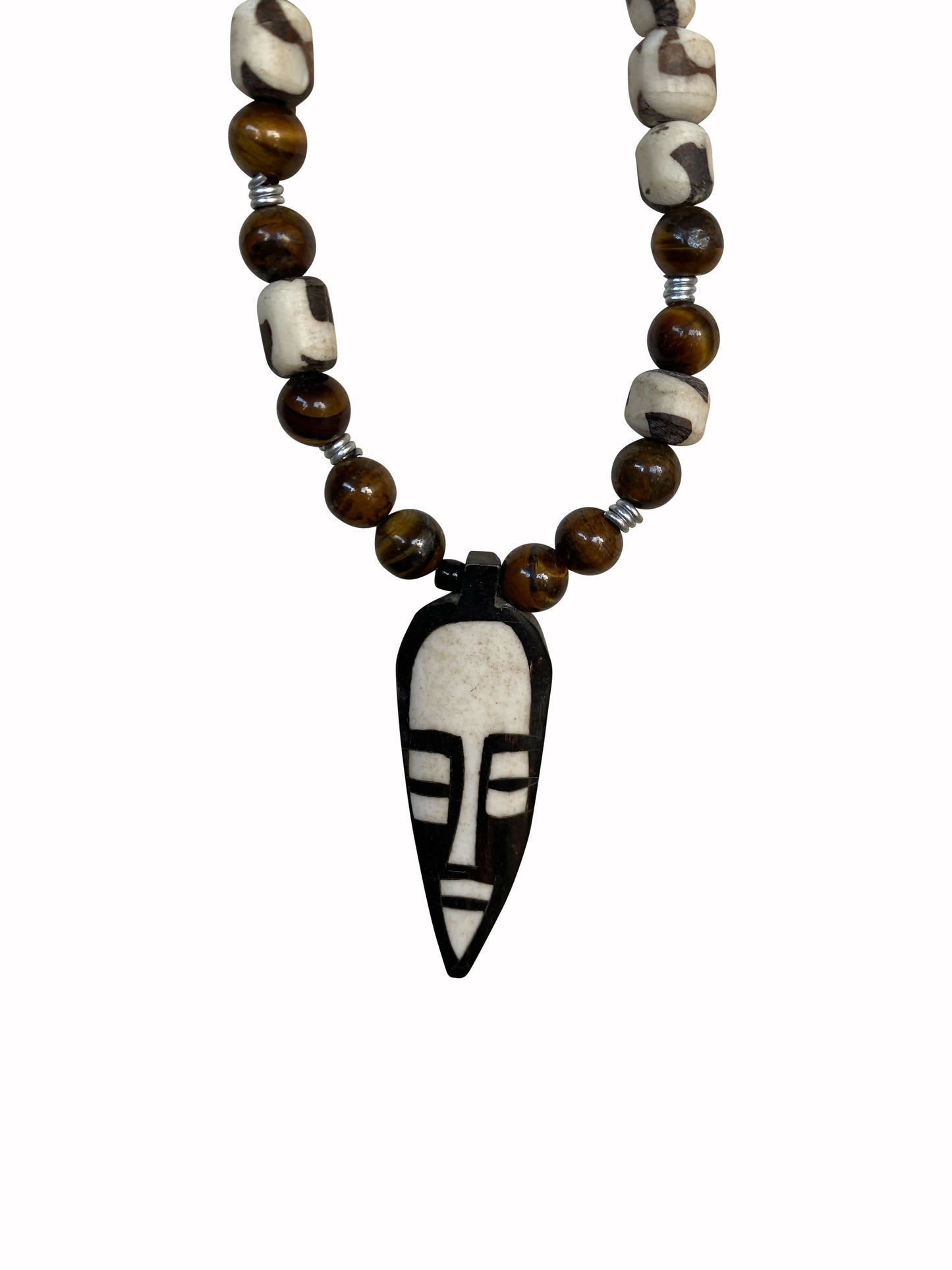 Krobo Statement-Kette mit afrikanischer Maske – Ausdruckskraft & Tradition vereint