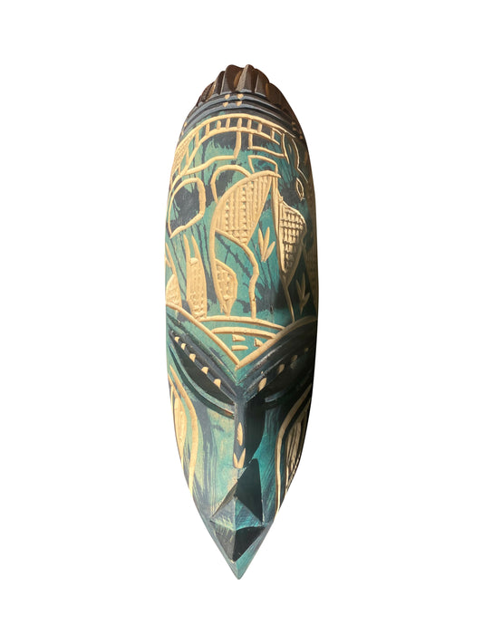 Echo der Natur – African Wandmaske aus massivem Thickwood (33×11 cm)