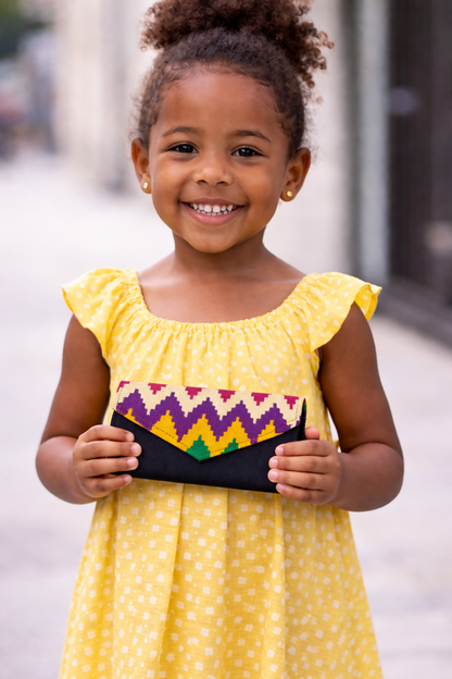 Handgefertigte Geldtasche aus Ghana Afrikanisches Kente-Muster Clutch & Portemonnaie (23 × 13 × 3 cm)