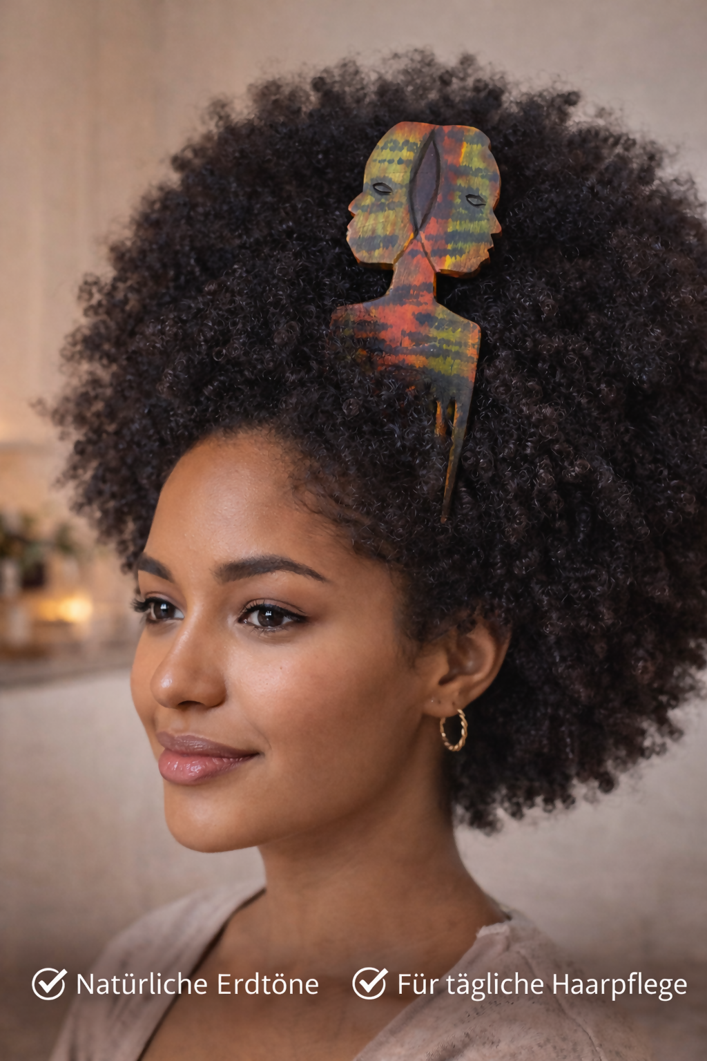 "Earth Roots Comb" Handgeschnitzter Holzkamm aus Ghana