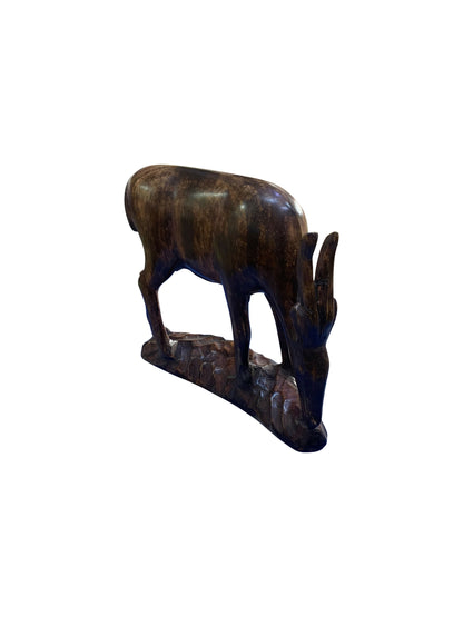 Elegante Rehfigur aus Ebenholz – Handgeschnitzte afrikanische Holzkunst (20 × 18 × 6 cm)