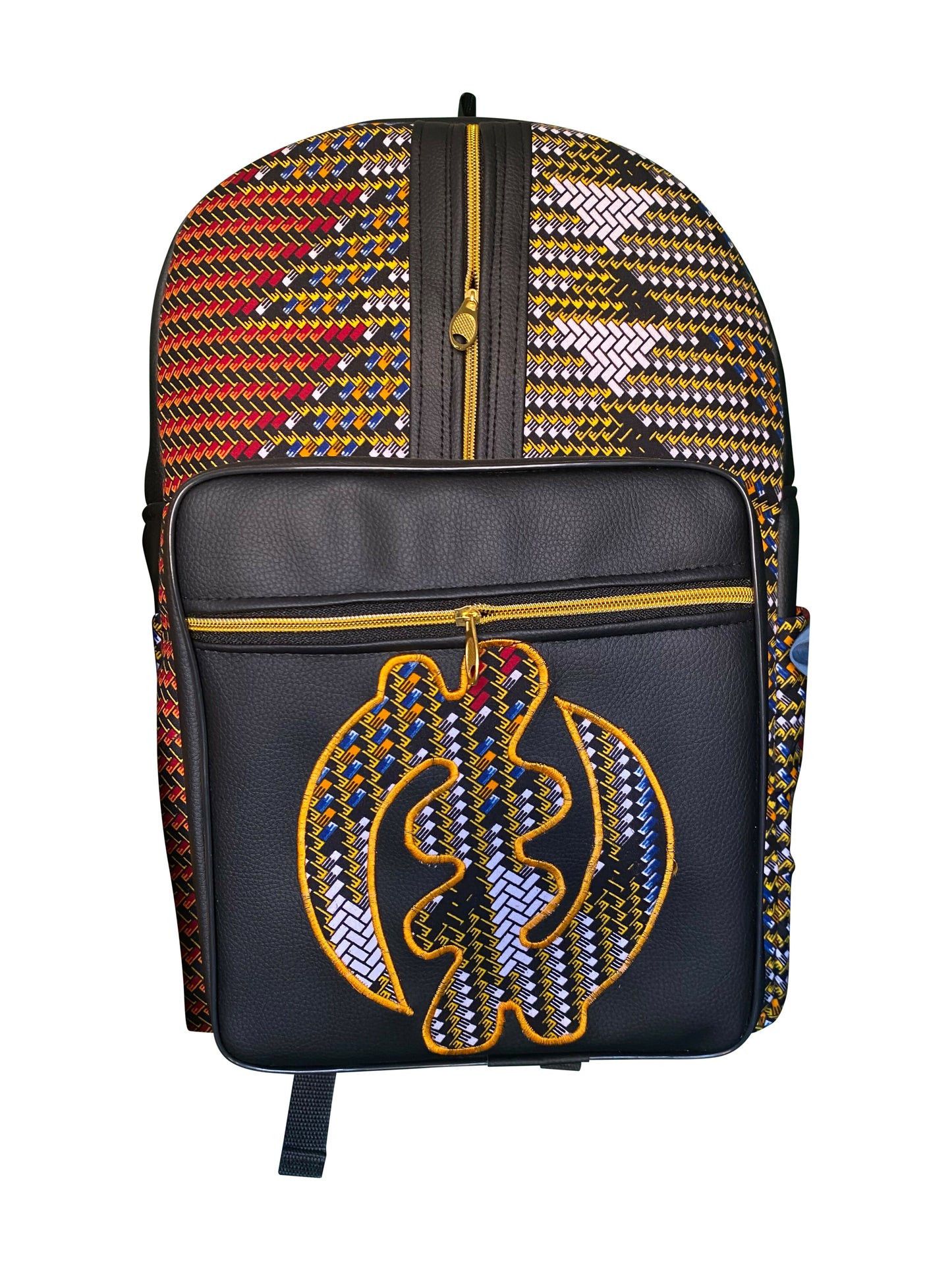 Elegant Brown Adinkra Rucksack Ghana Handarbeit in edlen Erdtönen