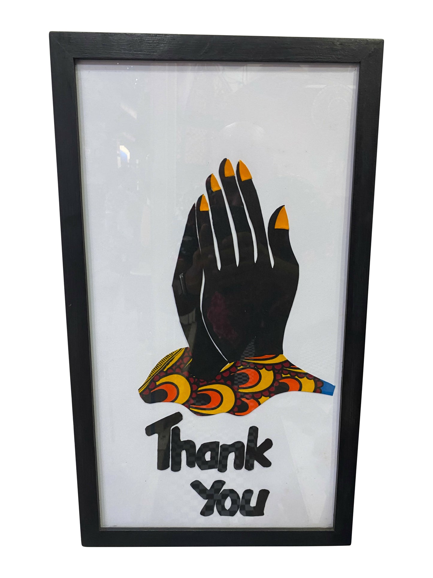 „Thank You“ Handgefertigte afrikanische Wandkunst aus Ghana (53 × 30 cm)