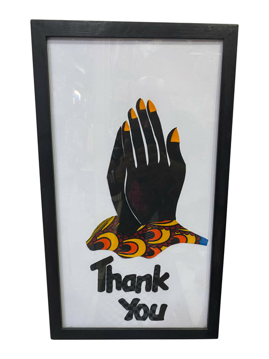 „Thank You“ Handgefertigte afrikanische Wandkunst aus Ghana (53 × 30 cm)