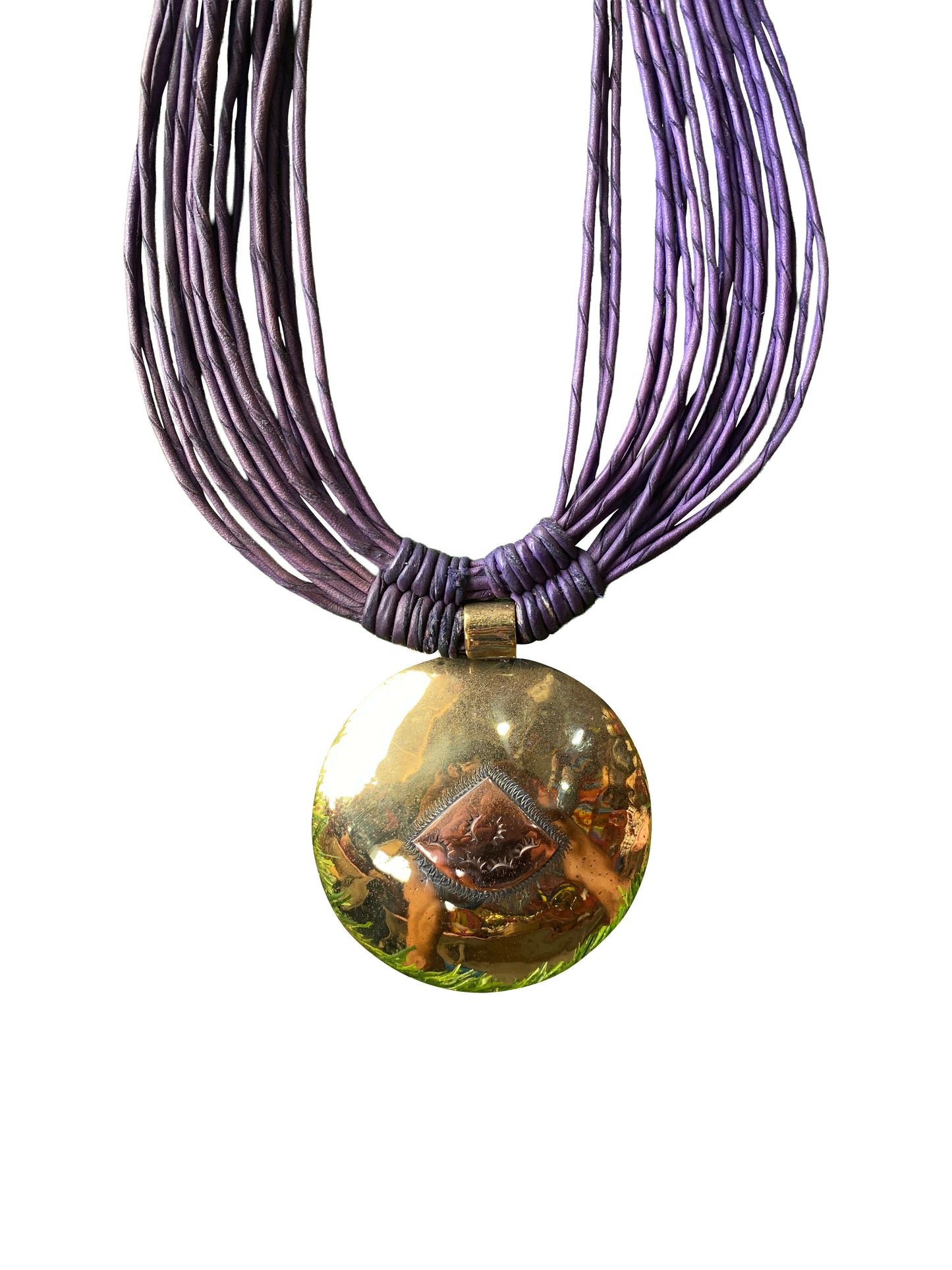 "Circle of Strength" Ethnische Bronze-Kette mit rundem Anhänger aus Handarbeit