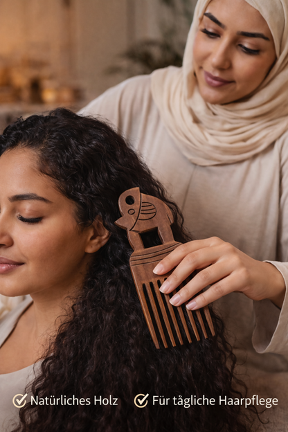 „Elephant Heritage“ Handgeschnitzter Holzkamm aus Ghana