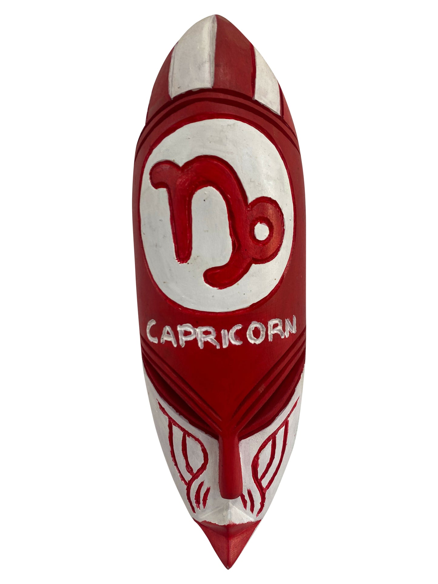 Sternzeichenmaske Steinbock – Aus massivem Hartholz kunstvoll gefertigt (37×12×6 cm)