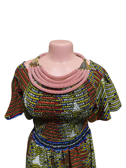 „Red Harmony Statement“ Handgefertigte Glasperlenkette aus Ghana