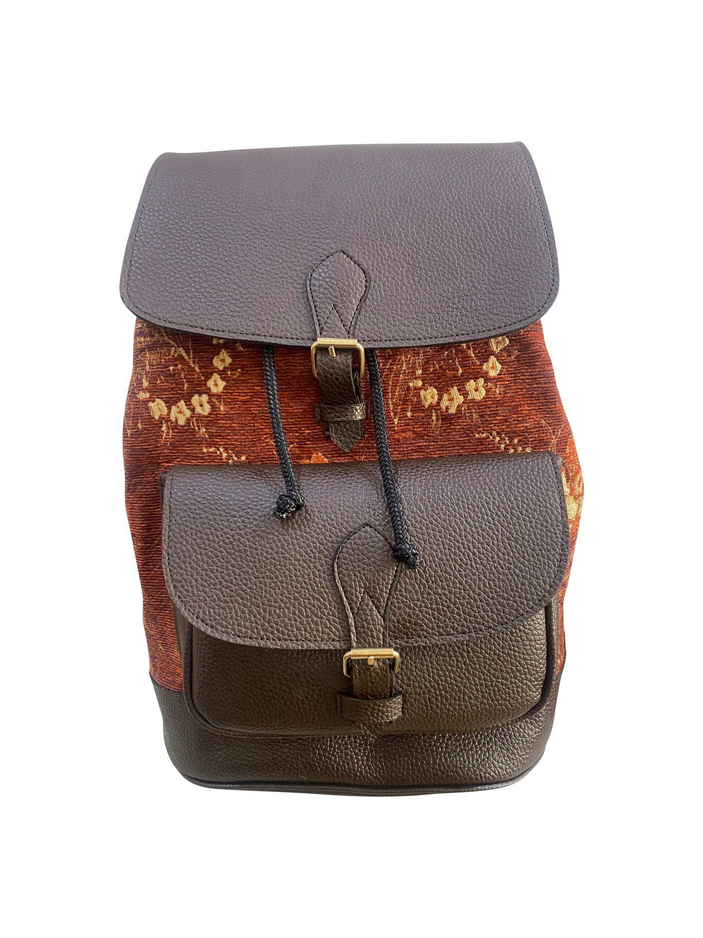 „Sahara Brown“ Unisex Rucksack aus echtem Leder und Jute Ghana Handmade