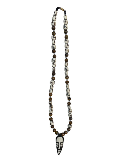 Krobo Statement-Kette mit afrikanischer Maske – Ausdruckskraft & Tradition vereint