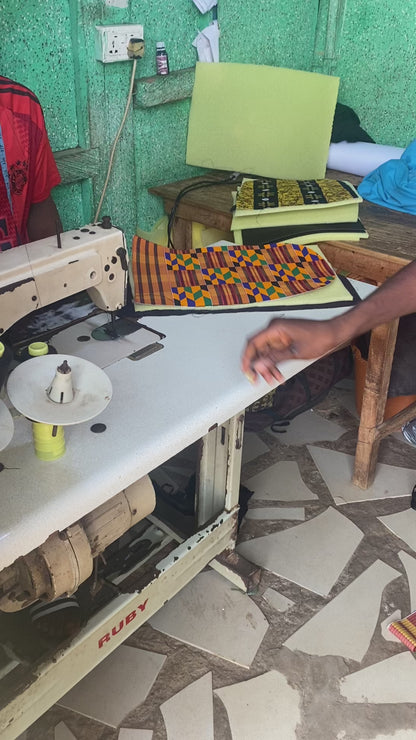 Sac à dos Adinkra Coucher de soleil chaud Fait main au Ghana avec des motifs - Aziz