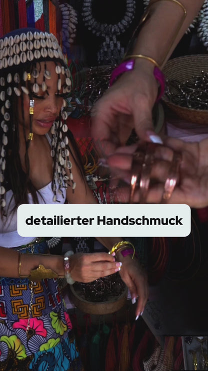 "Bronze Green Aura" Handmade necklace with round bronze pendant and leather strands