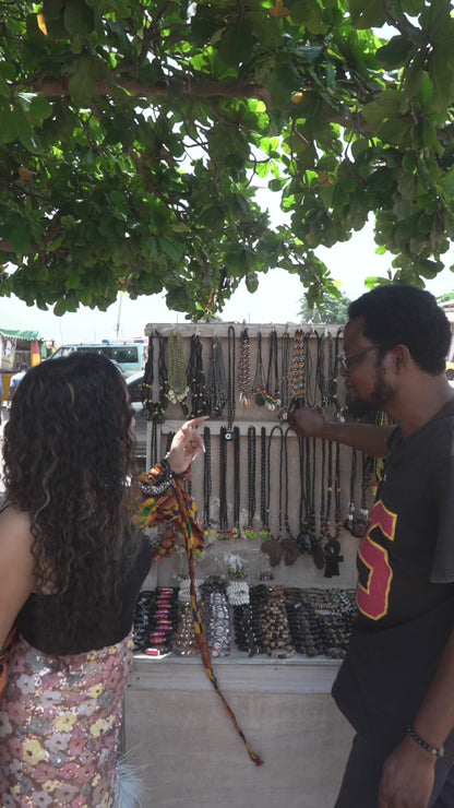"Gye Nyame Africa Pendant" Handmade wooden bead necklace from Ghana