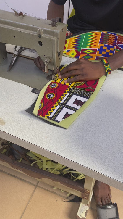 Sac à dos Urban Roots – Motif Kente ghanéen en cuir et coton | 40 x 40 x 20 cm