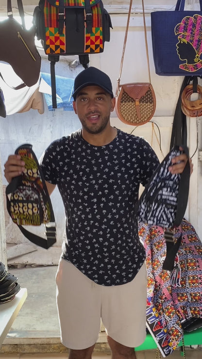 „Sahara Brown“ Unisex Rucksack aus echtem Leder und Jute Ghana Handmade