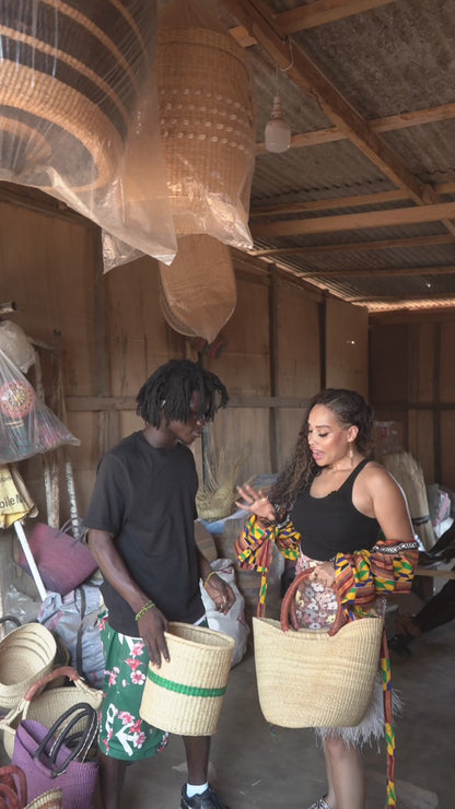 Market basket made of elephant grass – Handmade (Ø 22 × 25 cm)