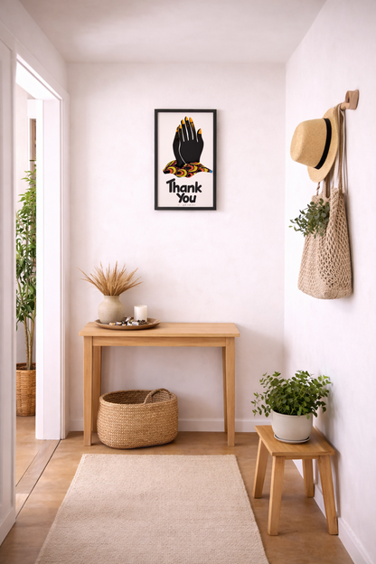 „Thank You“ Handgefertigte afrikanische Wandkunst aus Ghana (53 × 30 cm)