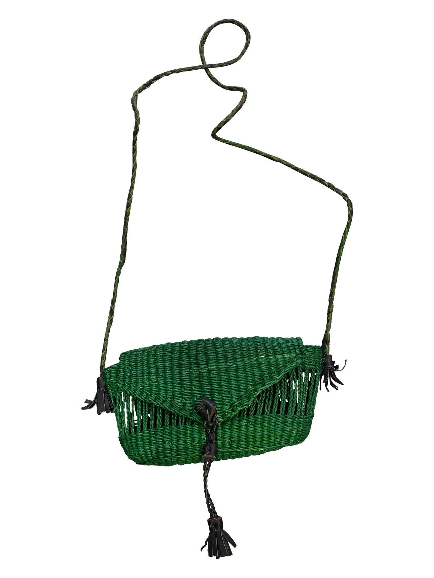 "Green Luxe" Luxuriöse handgefertigte Damen Umhängetasche aus Elefantengras aus Ghana