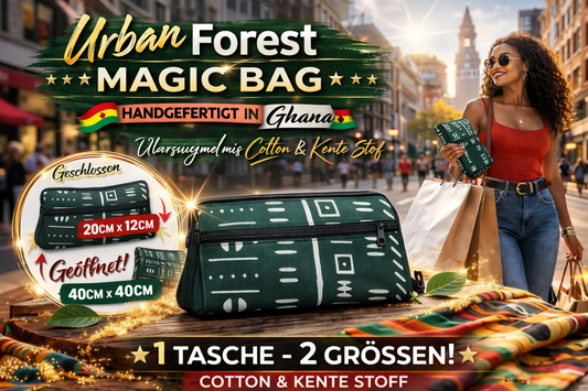 "URBAN FOREST MAGIC BAG" Verwandlungs Mini Tasche aus Cotton und Kente
